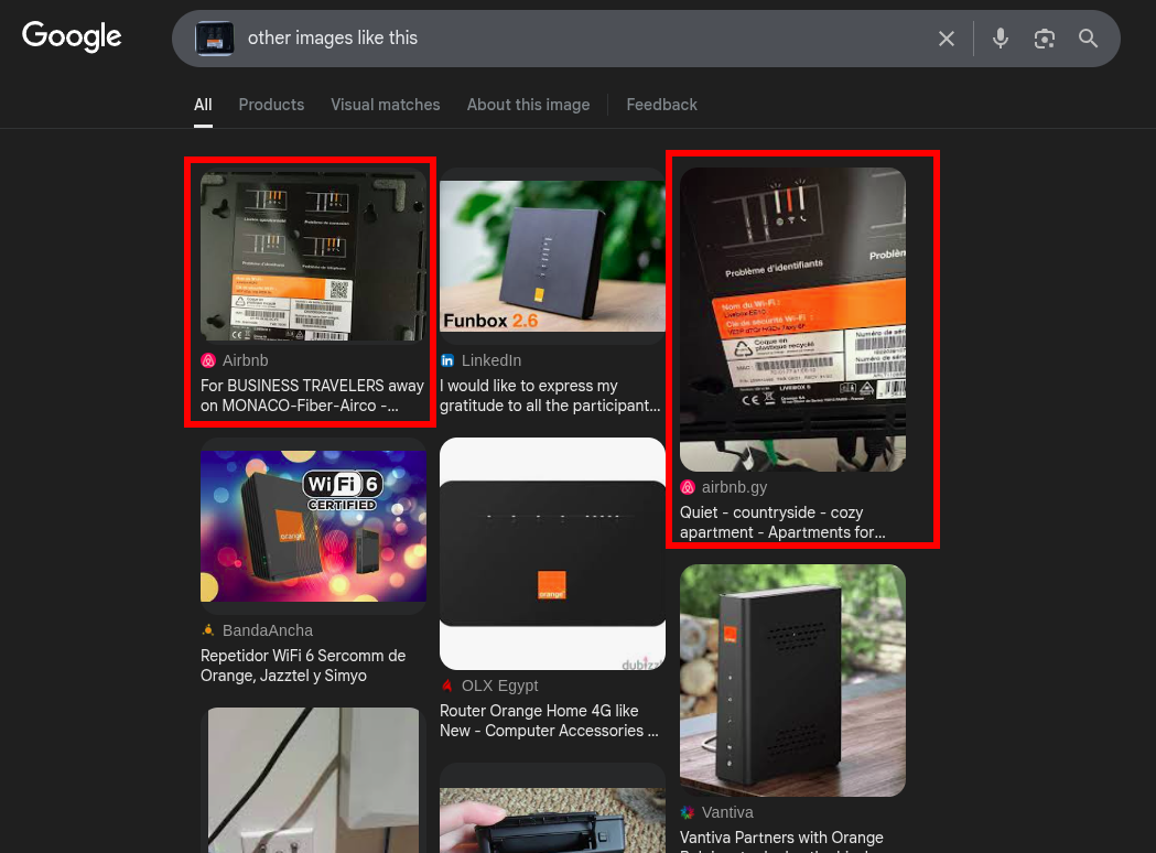 Google Reverse image search for Livebox Router