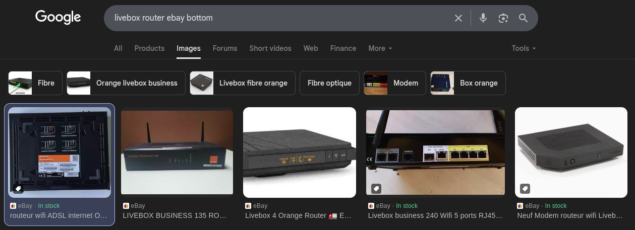 Google Search for Livebox router ebay bottom
