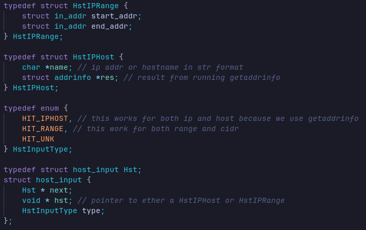 Host Input Structs