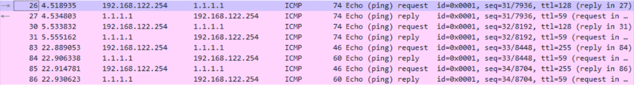 Wireshark Ping Comparison