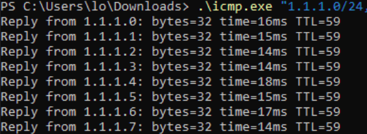 icmp.exe Ping cflare subnet